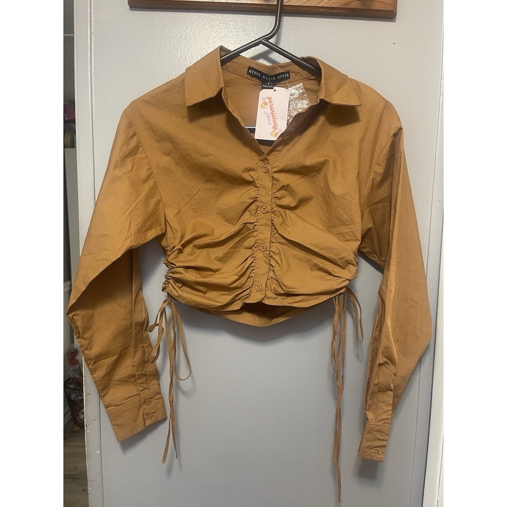 Persnickety Jane Crop Top Drawstring Western The Gambler Longsleeve Small NWT
